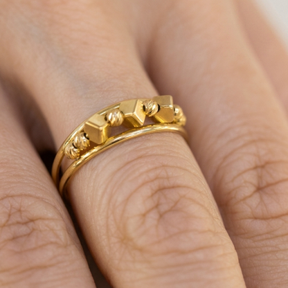 Cubes & Beads Gold Cuff - 18k Ring