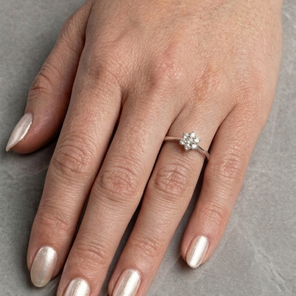 Star Diamond Cluster Ring