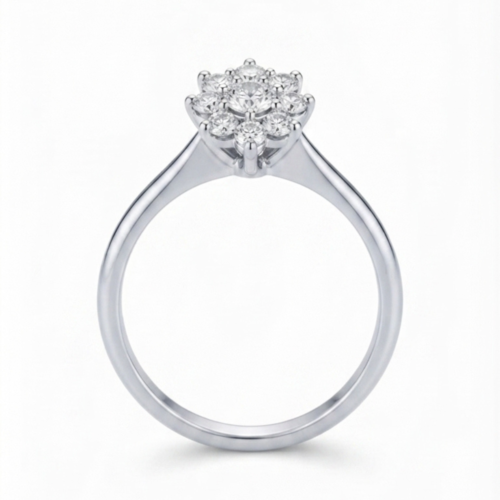 Floral Diamond Cluster Ring