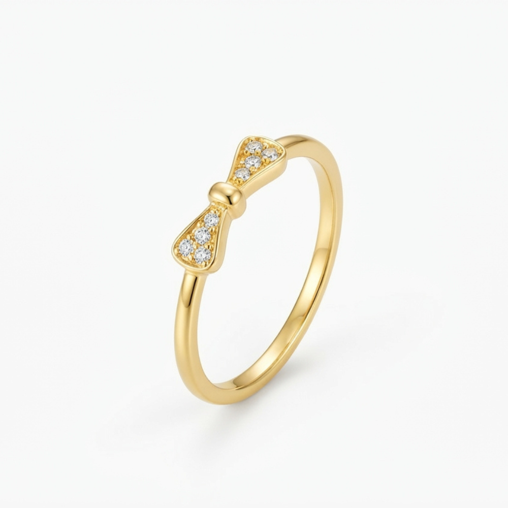 Bowtie Zircon Gold Ring