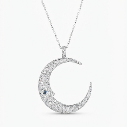 Pasquale Bruni Crescent Moon Diamond Pendant Necklace
