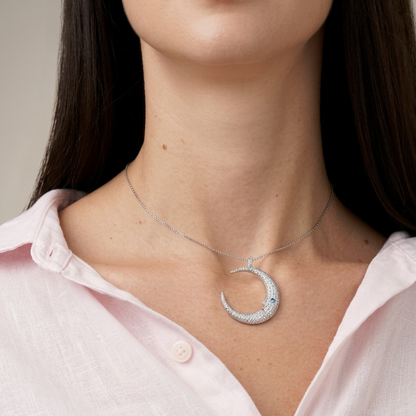 Pasquale Bruni Crescent Moon Diamond Pendant Necklace