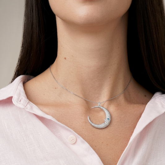 Pasquale Bruni Crescent Moon Diamond Pendant Necklace