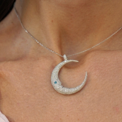 Pasquale Bruni Crescent Moon Diamond Pendant Necklace