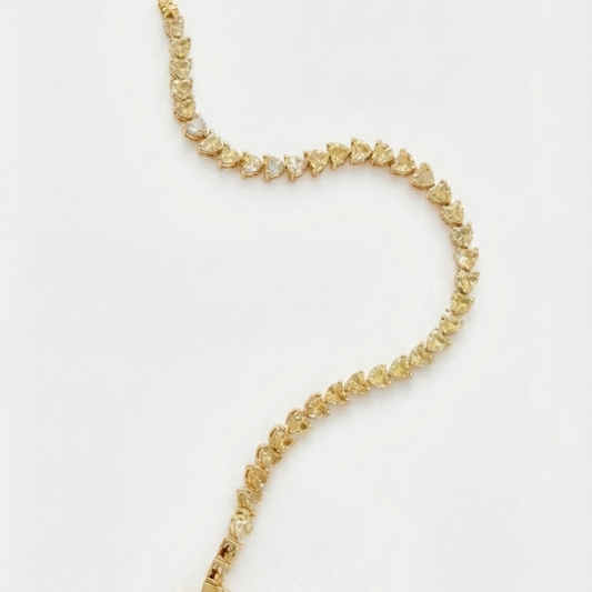 Fancy Yellow heart shaped Diamond, tennis bracelet