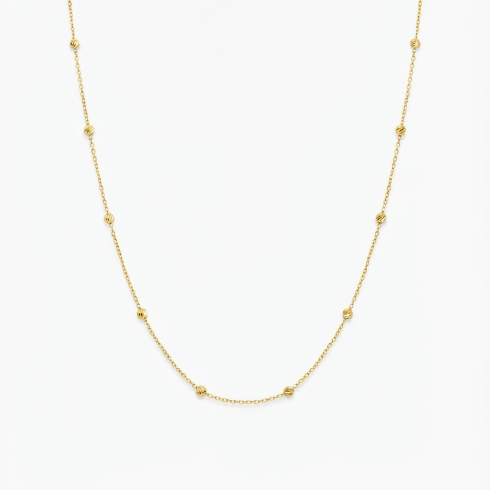 Diamond-Cut Bead Station Necklace