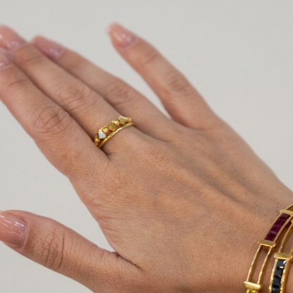 Cubes & Beads Gold Cuff - 18k Ring