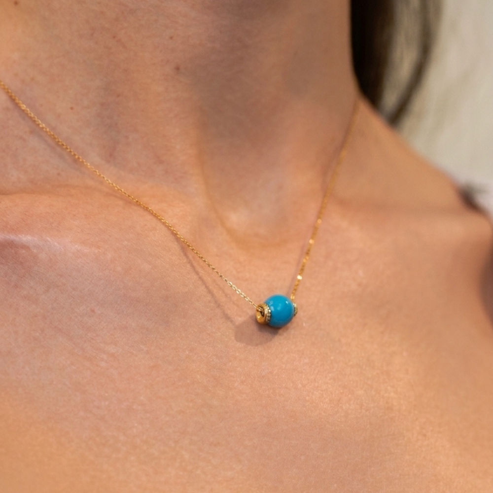 Diamond & Turquoise Ball Pendant