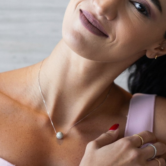 Diamond Ball White Gold Necklace
