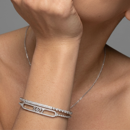 "LOVE" Moving Motif Diamond Bracelet