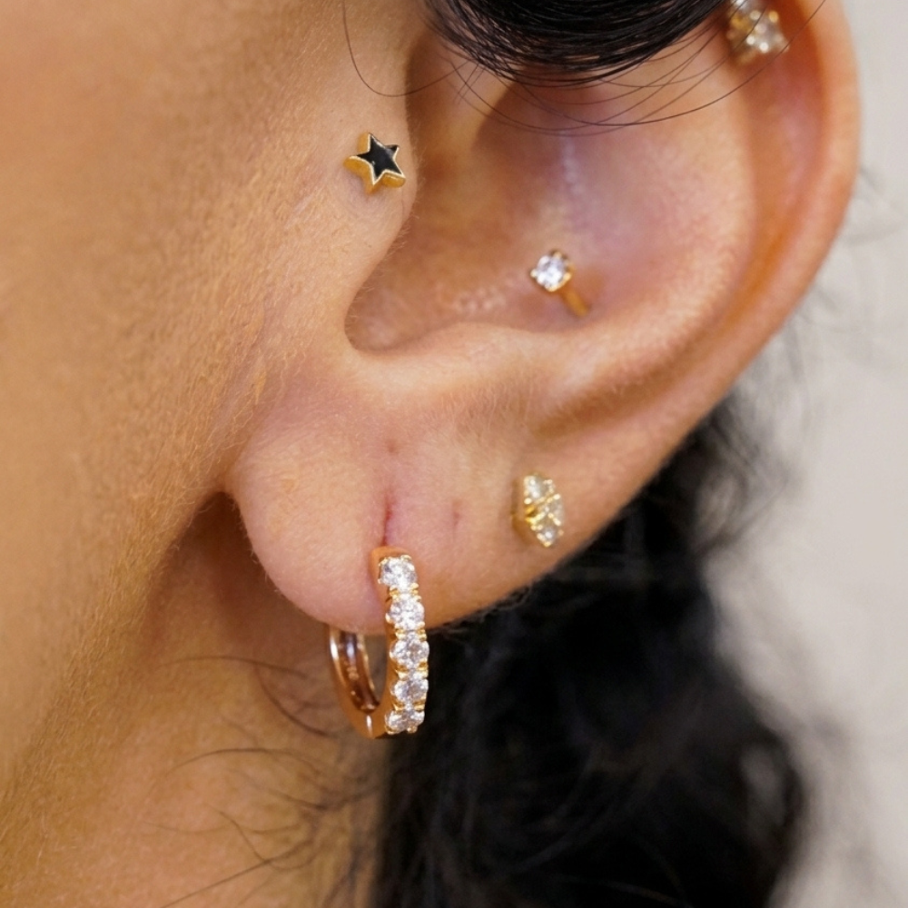 Mini Diamond Hoop Earrings
