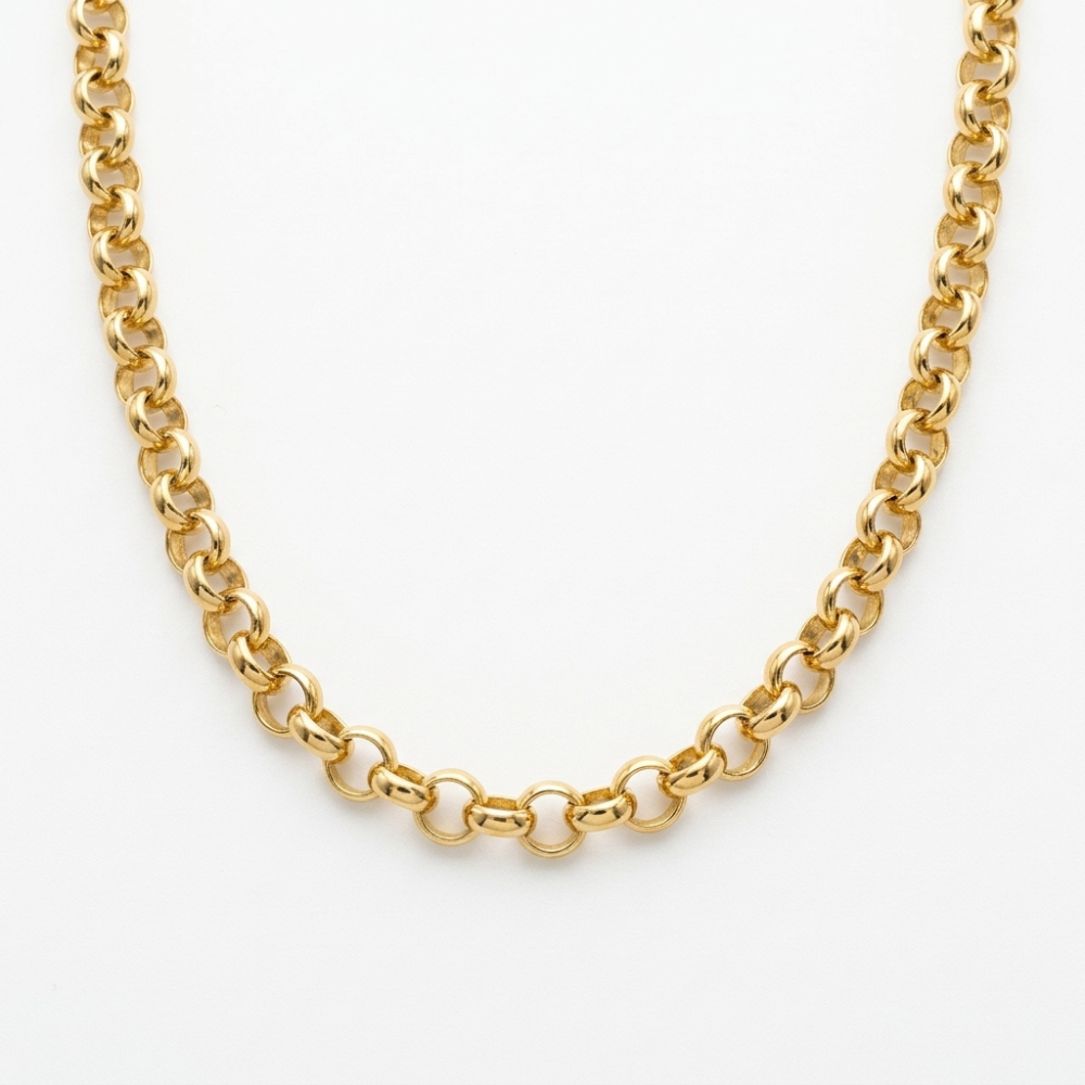 Rolo Link Yellow Gold Chain Necklace