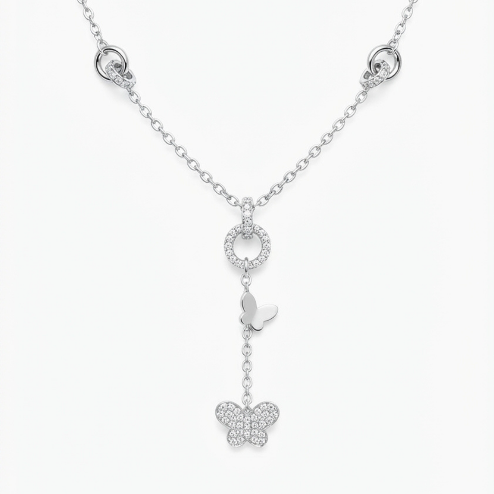 Butterfly Diamond Y-Drop Necklace Pendant