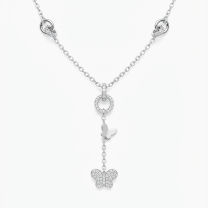 Butterfly Diamond Y-Drop Necklace Pendant