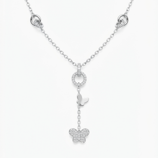 Butterfly Diamond Y-Drop Necklace Pendant