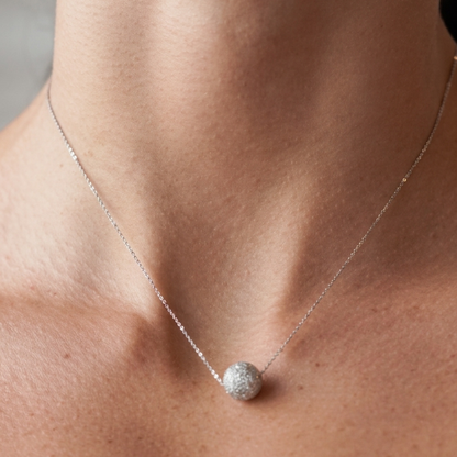 Diamond Ball White Gold Necklace
