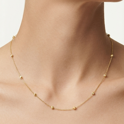Diamond-Cut Bead Station Necklace