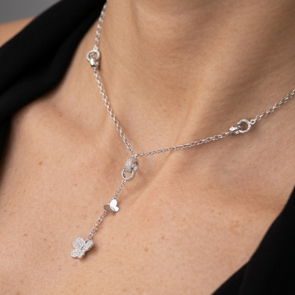 Butterfly Diamond Y-Drop Necklace Pendant