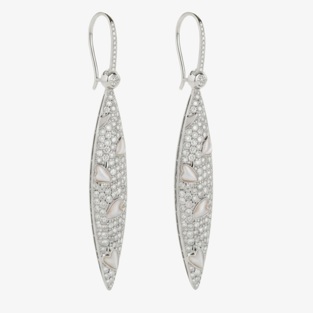 Diamond & Mother of Pearl Heart Earrings