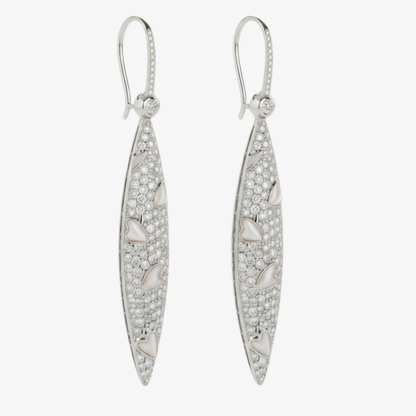 Diamond & Mother of Pearl Heart Earrings