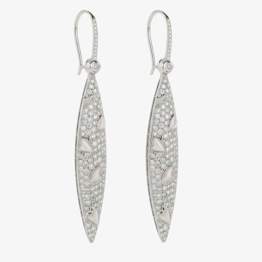 Diamond & Mother of Pearl Heart Earrings