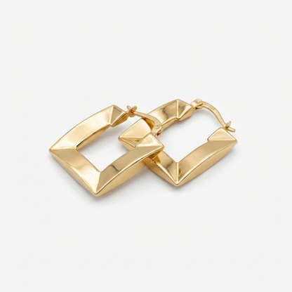 Geometric Faceted Rectangular Huggie Hoop Earrings