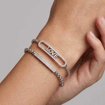 Beaded Diamond Bar Bracelet