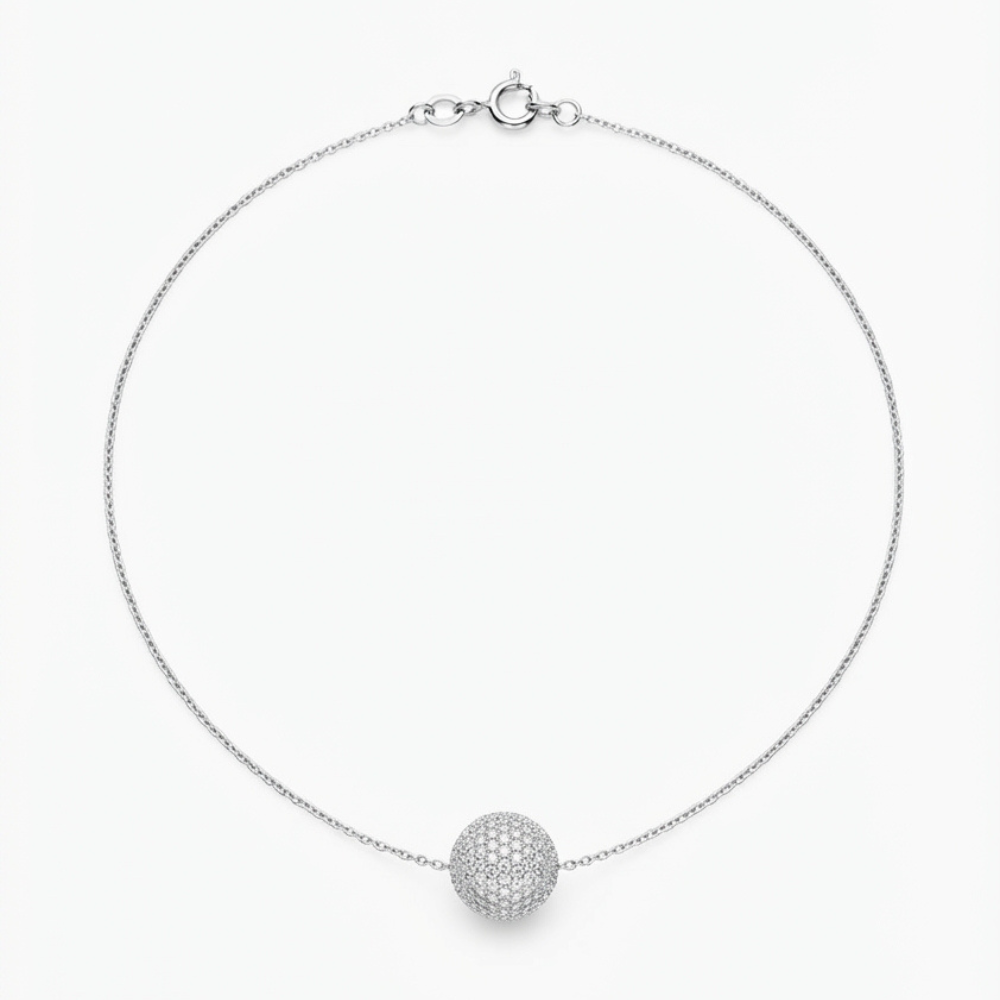 Diamond Ball White Gold Necklace