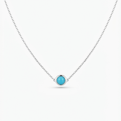 Small Turquoise Pendant White Gold Necklace