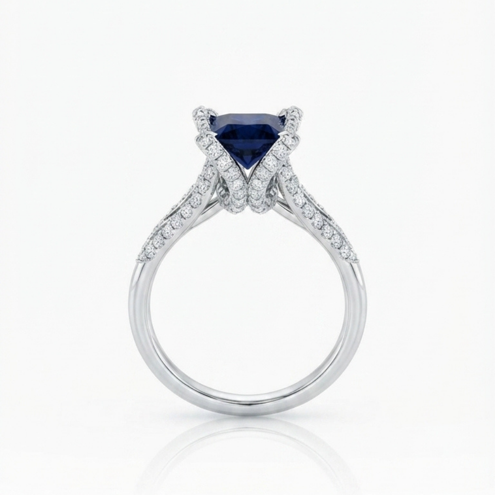 Oval Sapphire & Diamond Halo Ring