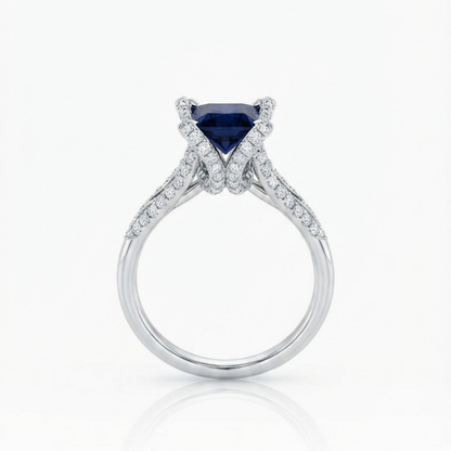 Oval Sapphire & Diamond Halo Ring