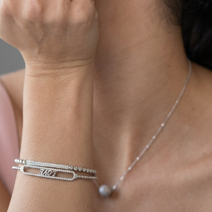 Beaded Diamond Bar Bracelet