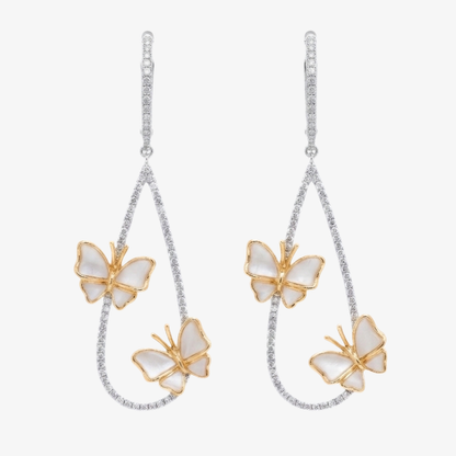 Butterflies & Diamonds Drop Hoop Earrings