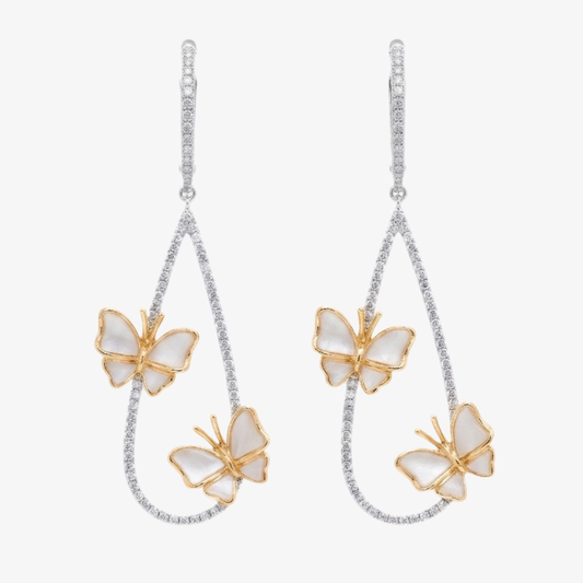 Butterflies & Diamonds Drop Hoop Earrings