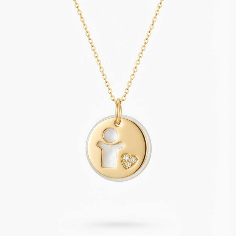 Baby Boy Mother of Pearl & Diamond Necklace