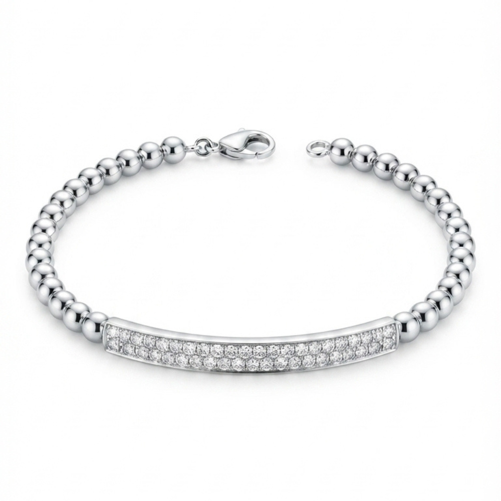 Beaded Diamond Bar Bracelet