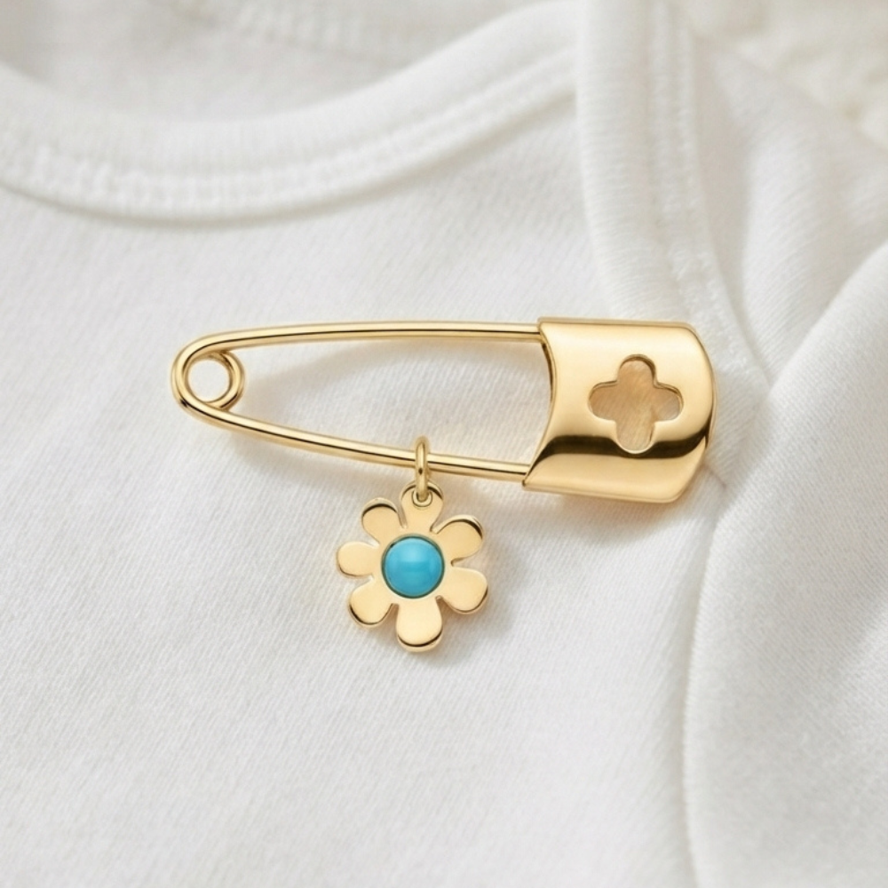 Flower Safety Pin Brooch