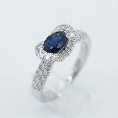 Oval Sapphire & Diamond Halo Ring