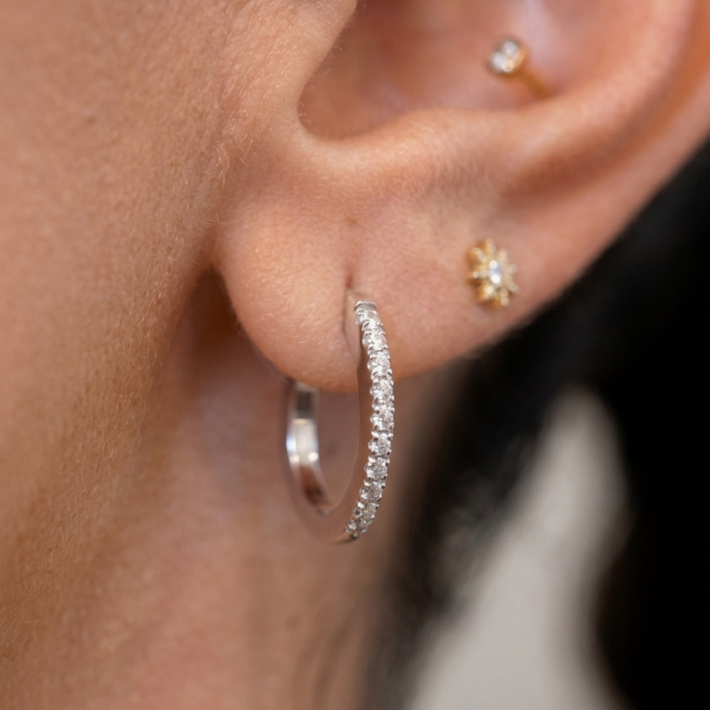 Mini Diamond Hoop Earrings