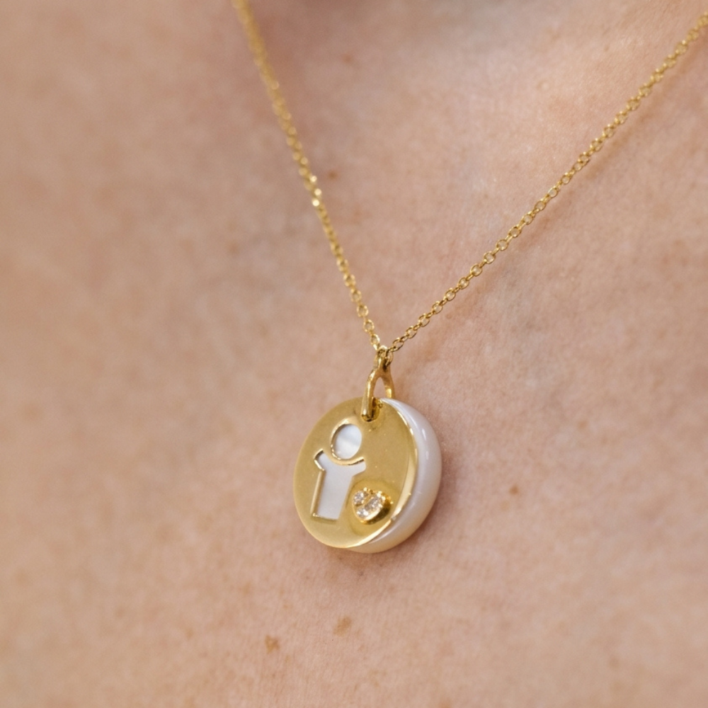 Baby Boy Mother of Pearl & Diamond Necklace