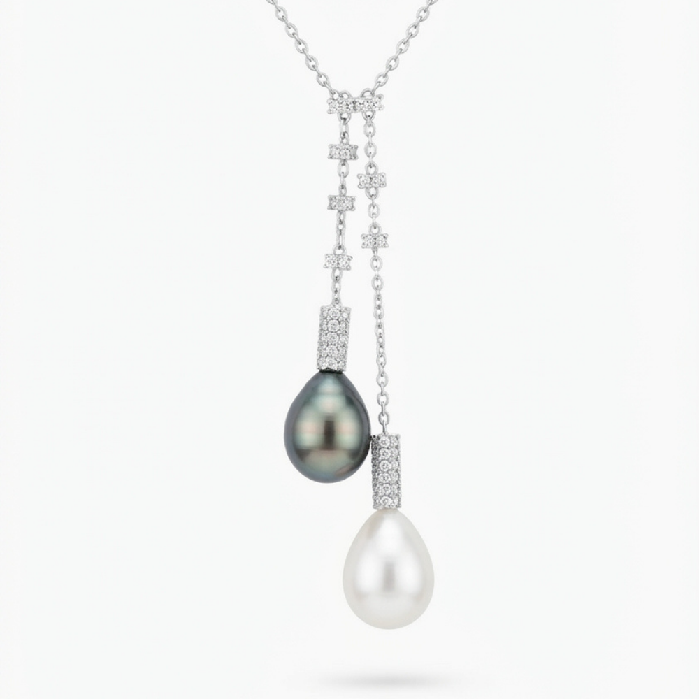 South Sea & Tahitian Pearl Diamond Lariat Necklace