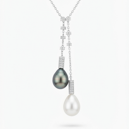 South Sea & Tahitian Pearl Diamond Lariat Necklace