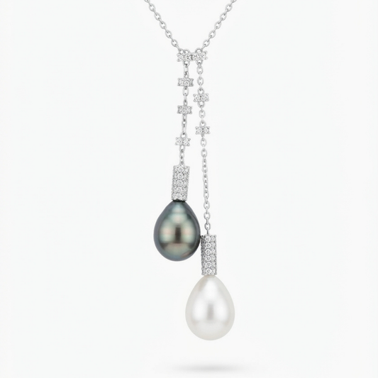 South Sea & Tahitian Pearl Diamond Lariat Necklace