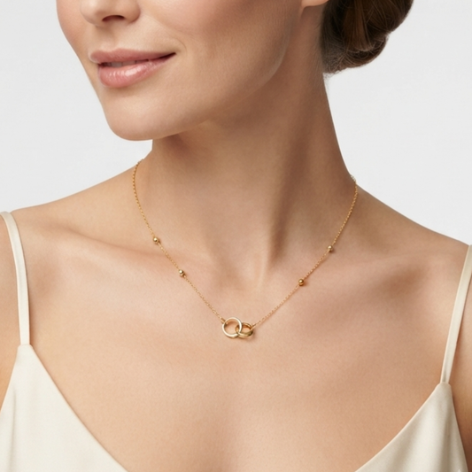 Rings link 18k gold necklace