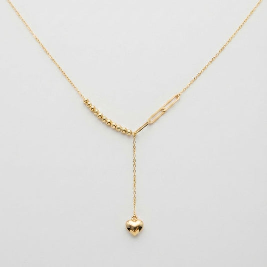 Heart - Y shaped 18k gold necklace