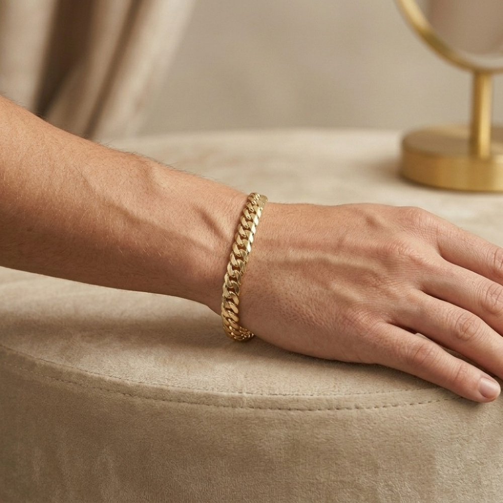 Unisex Flat-Beveled Cuban Curb Chain Bracelet