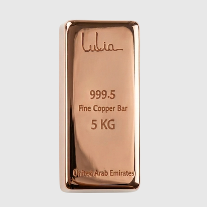 Copper bar with 'Lulia' branding on a light gray background