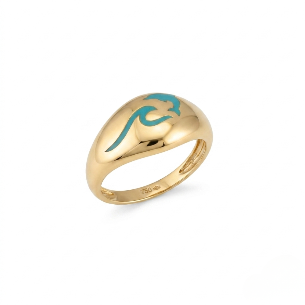 That's so summer - lulia jewelry Gold ring with turquoise engraving on a white background
