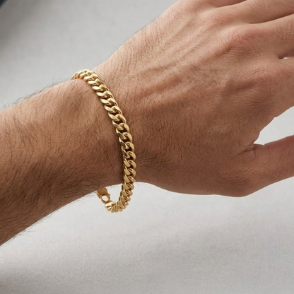 Unisex Flat-Beveled Cuban Curb Chain Bracelet