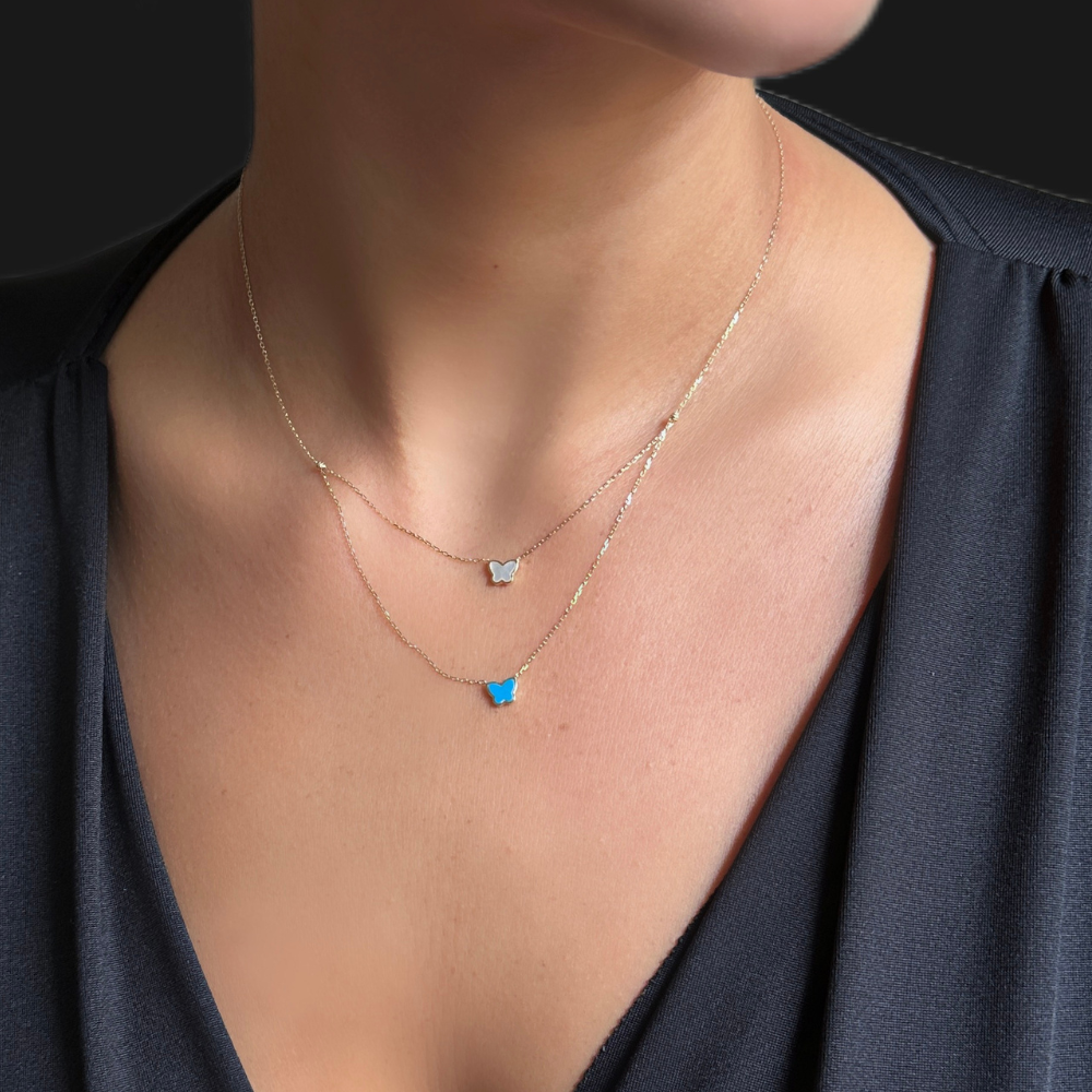 butterfly double necklace